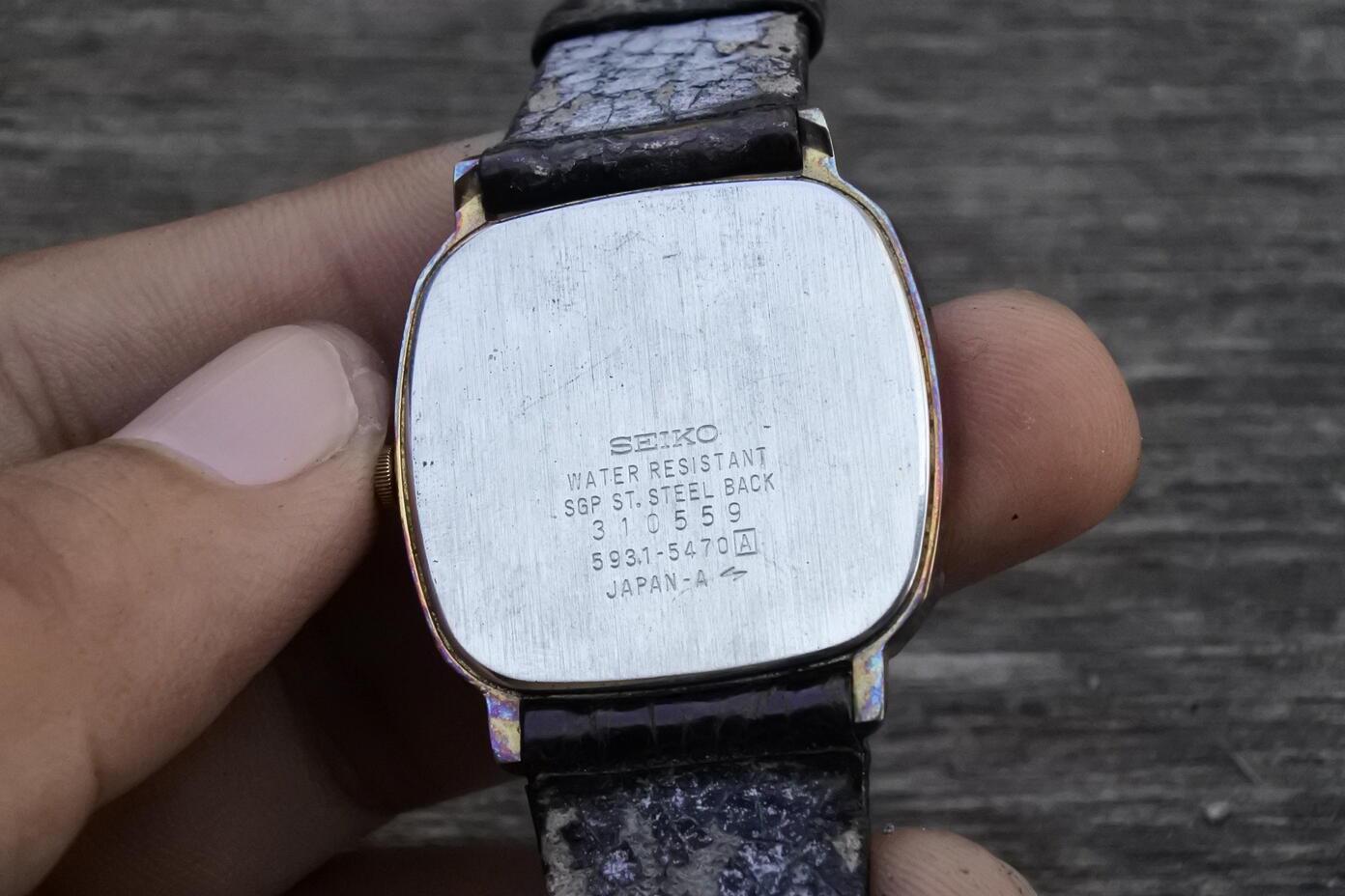 Seiko セイコー Chariot 5931-5470 黒 ゴールド メンズ Vintage Seiko Gold Plated 5931 5470 Black Dial Men Quartz