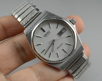 Vintage Seiko Chronos 7433 5080 Textured Dial Men Quartz Watch