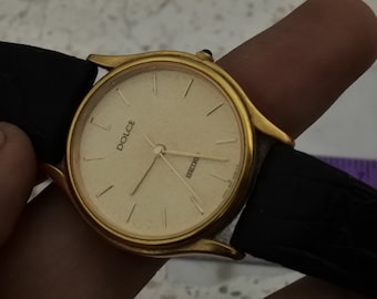SEIKO DOLCE 8N41-6060 メンズ腕時計 薄型 ゴールド文字盤 ヴィンテージ セイコー ドルチェ ゴールドメッキ 30ミクロン 8N41 6060