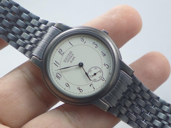 Vintage Seiko Success Alba V803 0120 Black Stainless Steel Men