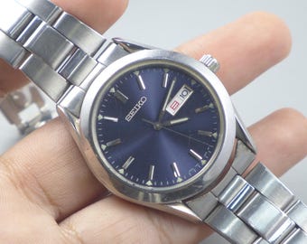 Vintage Seiko 7N43 9080 Blue Dial Men Quartz Watch Japan JDM Round