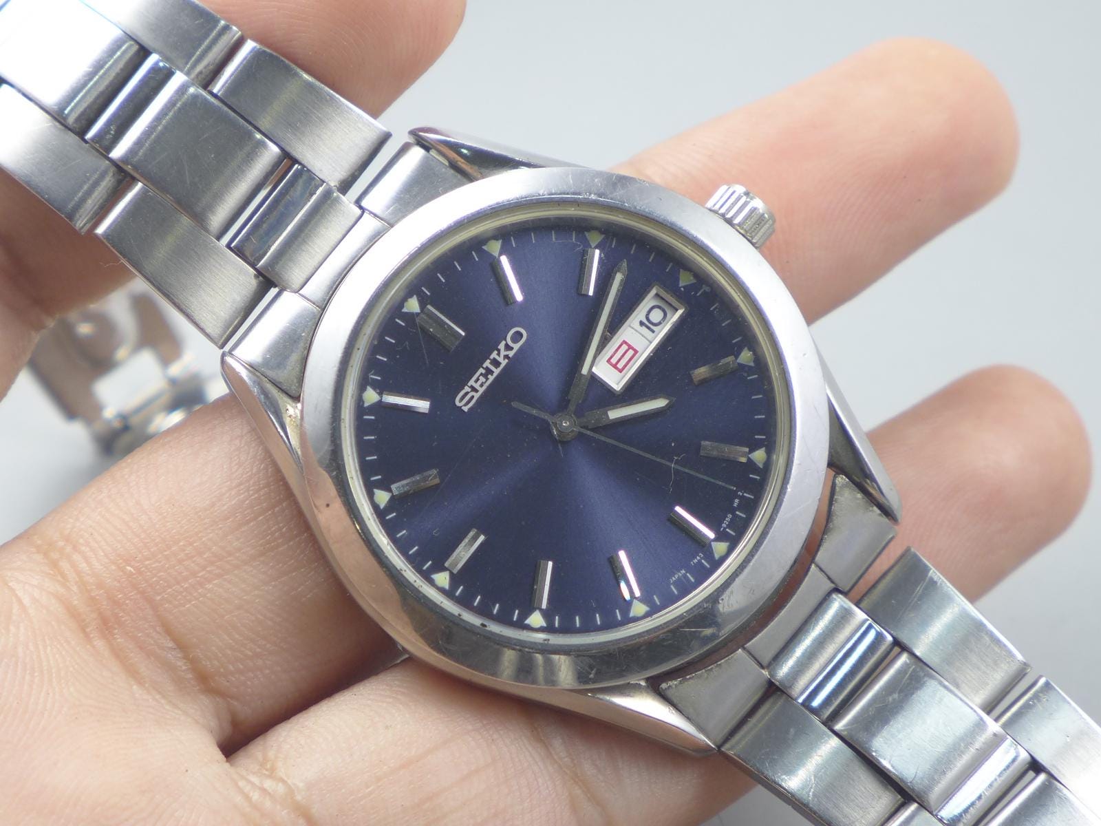 ヴィンテージ セイコー 7N43 9080 ブルー ダイヤル メンズ クォーツ