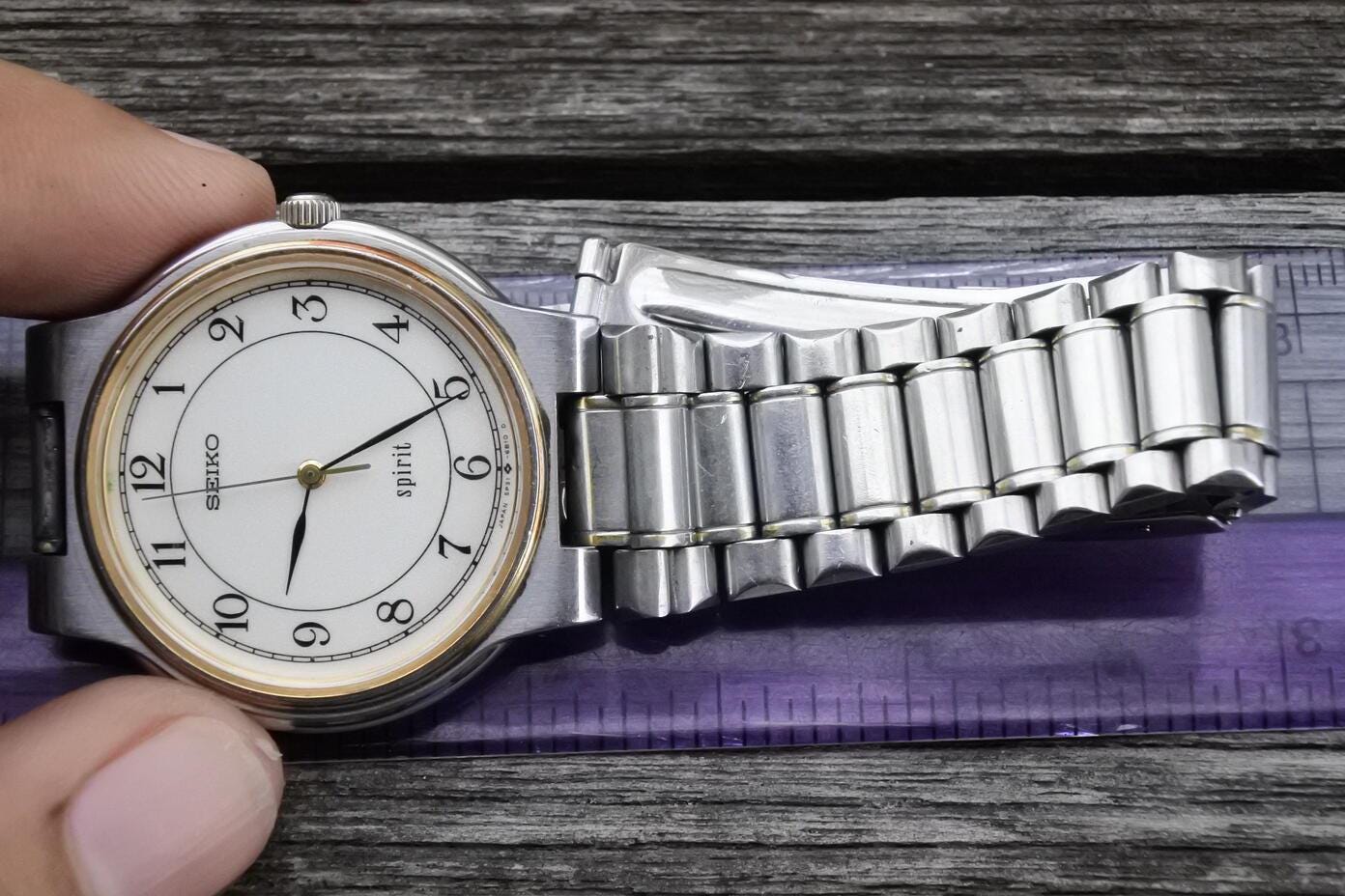 ☆Seiko Spirit 5R31-6A50 USED☆ Vintage Seiko Spirit 5P31 6A50 Integrated Bracelet Men Quartz