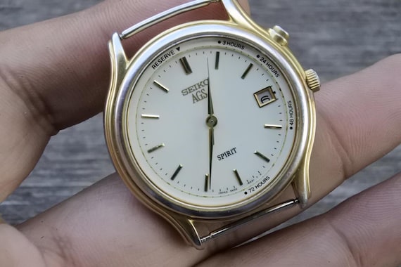 【ジャンク】セイコー AGS サス ミリタリー 5M22-6A80 2次電池寿命 Vintage Seiko Spirit AGS 5M22 6A10 Semi-automatic Men Quartz Watch