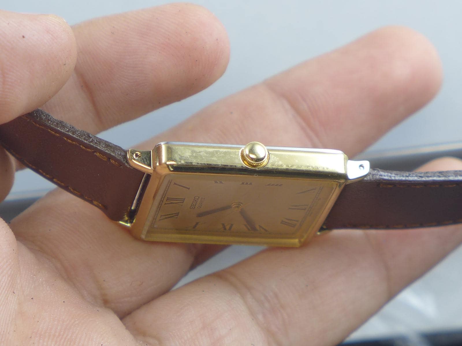 Vintage Seiko Gold Plate 7431 5180 Roman Numeric Dial Men Quartz
