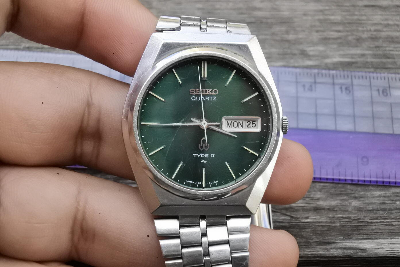 ヴィンテージ セイコー タイプ II 7123 7010 グリーン ダイヤル メンズ 