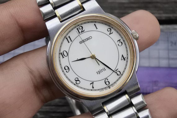 ☆Seiko Spirit 5R31-6A50 USED☆ Vintage Seiko Spirit 5P31 6A50 Integrated Bracelet Men Quartz