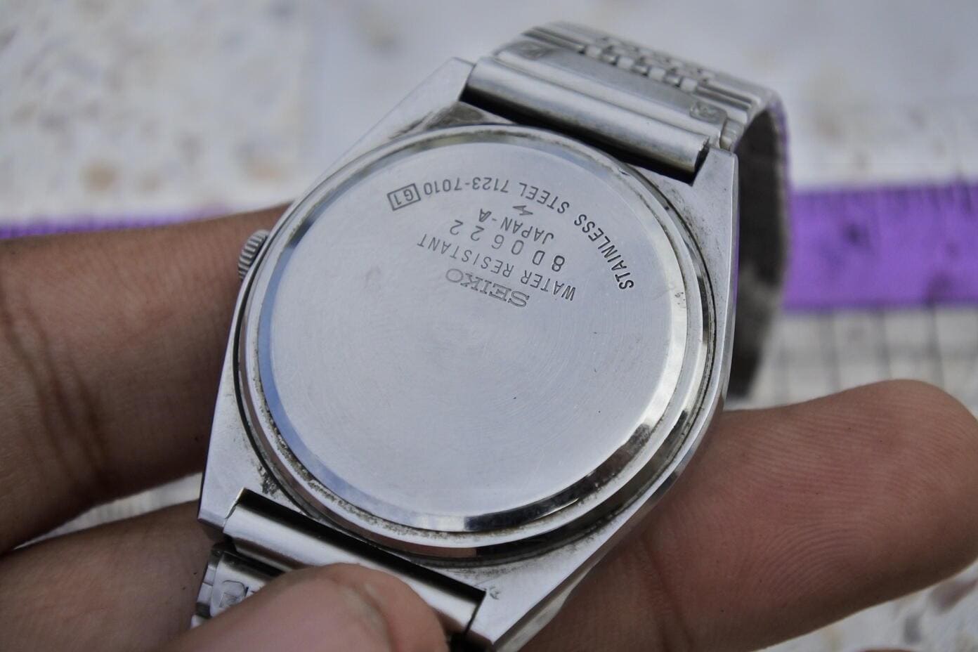 Vintage Seiko Type II 7123 7010 Blue Dial Men Quartz Watch Japan