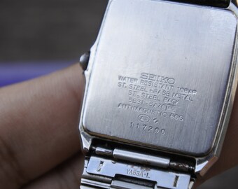 Vintage Seiko Spirit 5E31 5A70 Men Quartz Wristwatch Japan Square