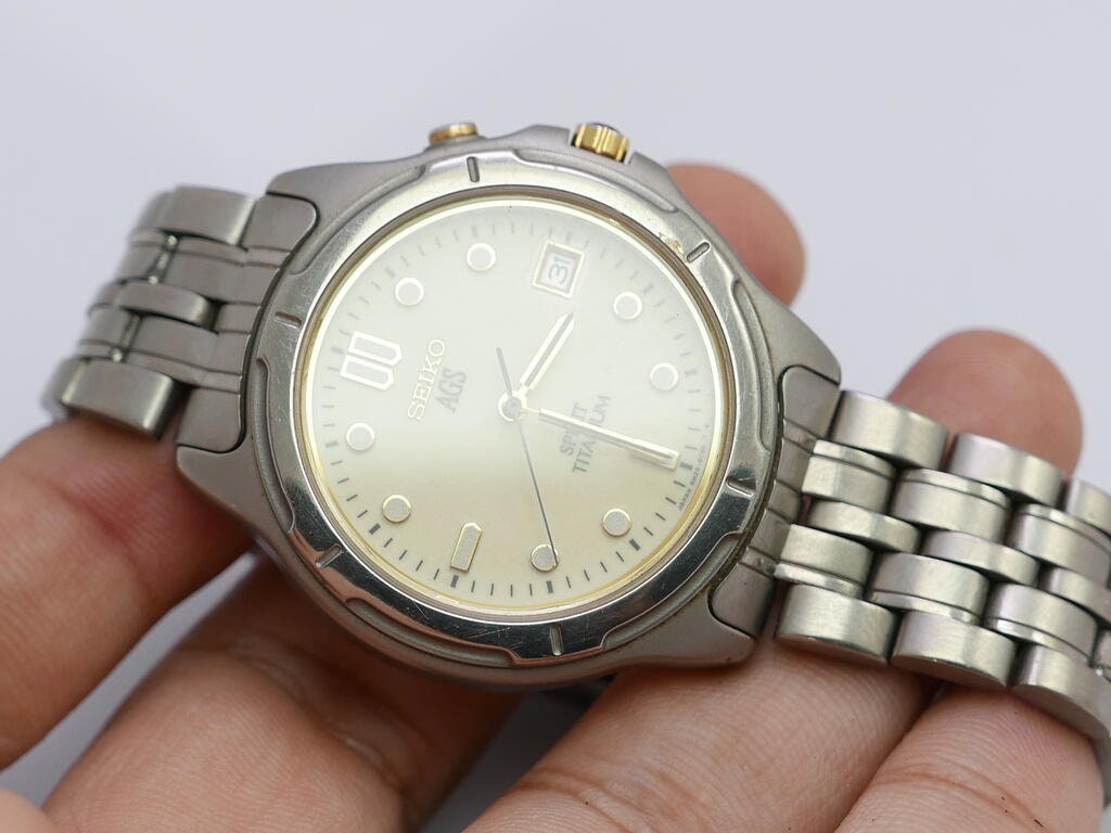 Vintage Seiko Spirit Titanium AGS 5M22 6b50 Luminous Dial Men