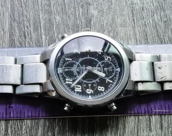 Reloj cronógrafo de cuarzo vintage Seiko 7T32 7H50 con esfera negra y esfera negra de 39 mm para hombre de Japón