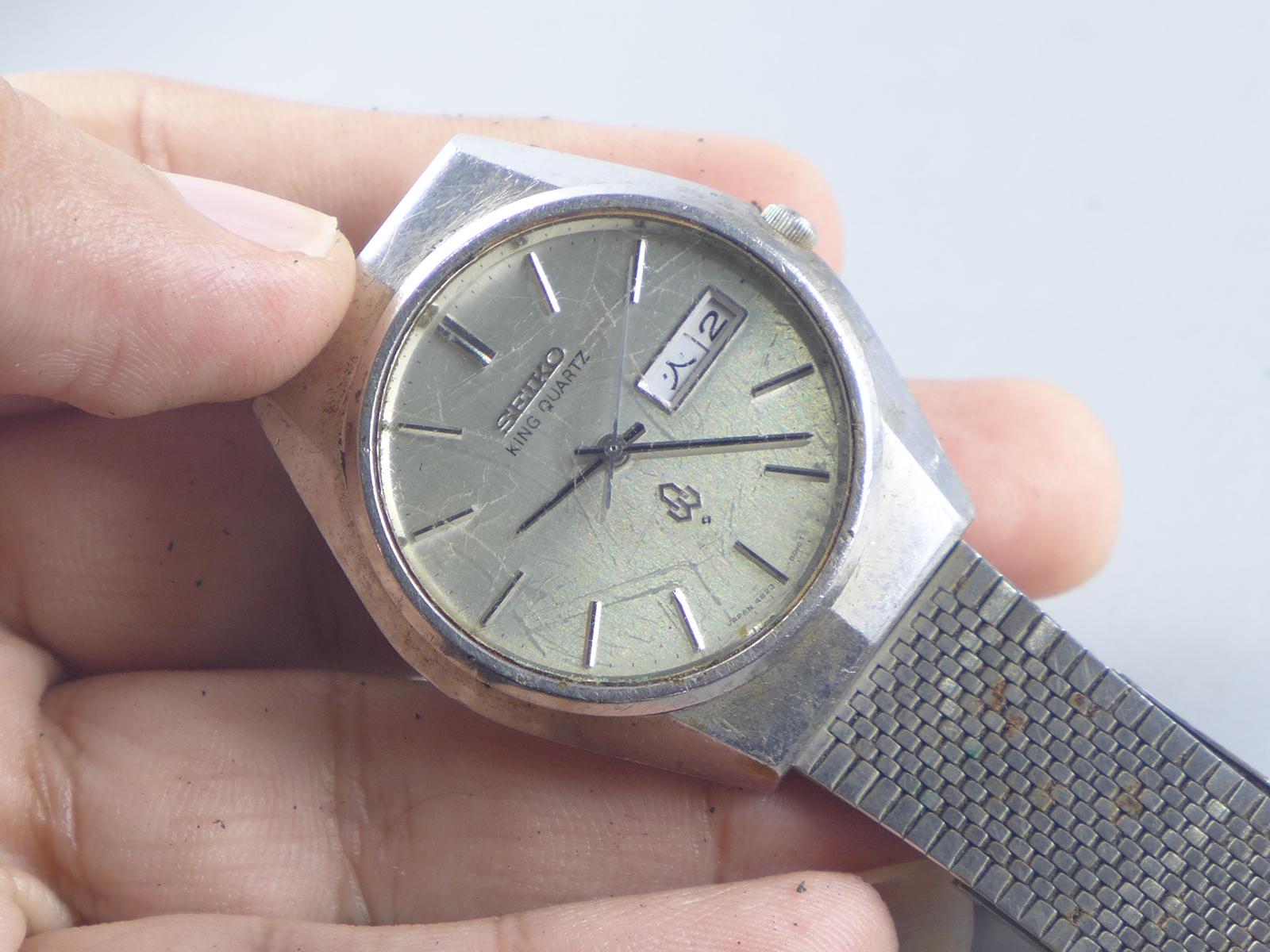 Vintage Seiko KING QUARTZ 4823 8010 Silver Dial Men Quartz Watch 