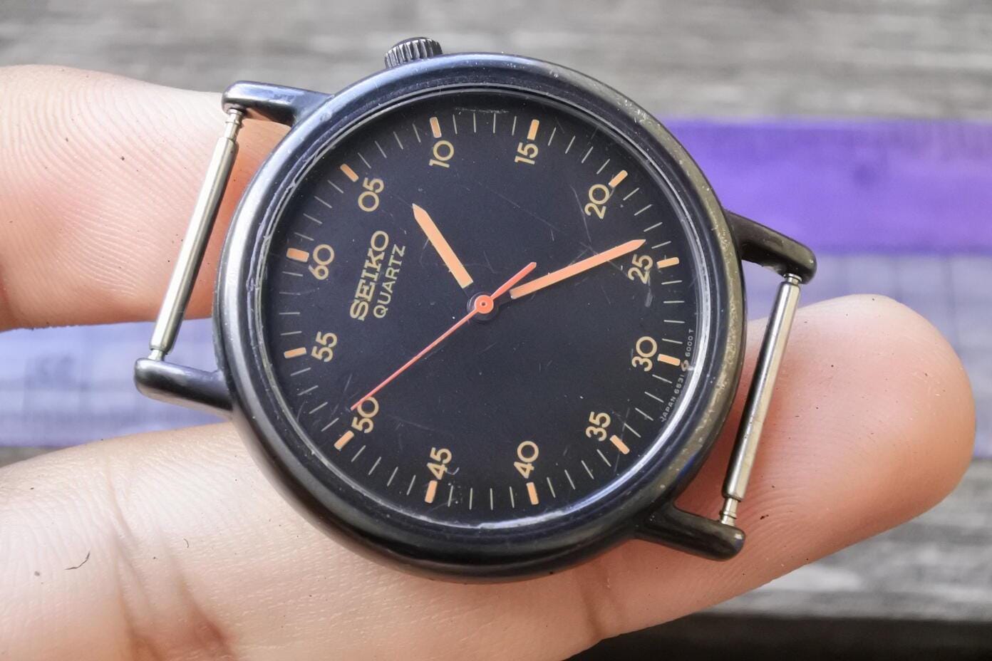 Vintage Seiko 6531 6000 Black Dial Lady Quartz Watch Japan Round