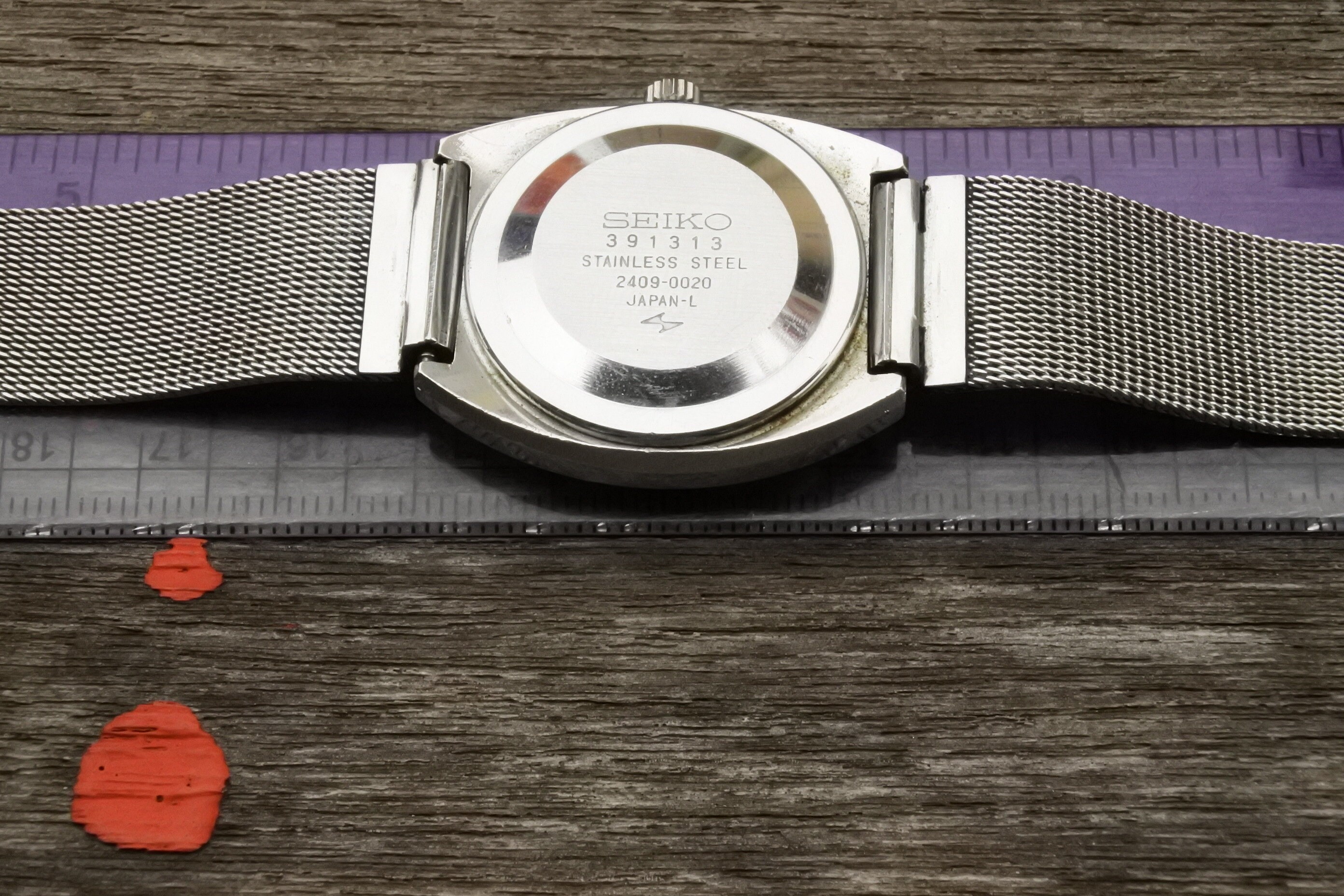 Vintage Seiko 2409 0020 Blue Dial Men Automatic Japan Cushion