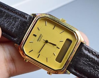 Vintage Seiko Gold Plated 43 5120 Dress Men Quartz Watch Japan