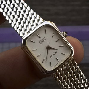 Vintage Seiko Exceline 1221 5090 White Dial Lady Quartz Watch