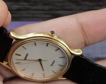 SEIKO Dolce ゴールド ブラック腕時計 Vintage Seiko Dolce Gold Plated Tank Watch - 1995 Japan - Etsy