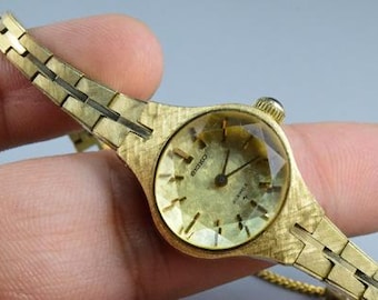 SEIKO セイコー 1320-5140 腕時計 クォーツ アナログ Vintage Seiko Gold Plated 1320 5140 Yellow Dial Lady Quartz Watch