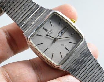【極美】シチズン エクシード 1980年代 クォーツ スクエア CITIZEN Vintage 1982 Citizen Exceed 1930-191081 |super Hard Alloy Case
