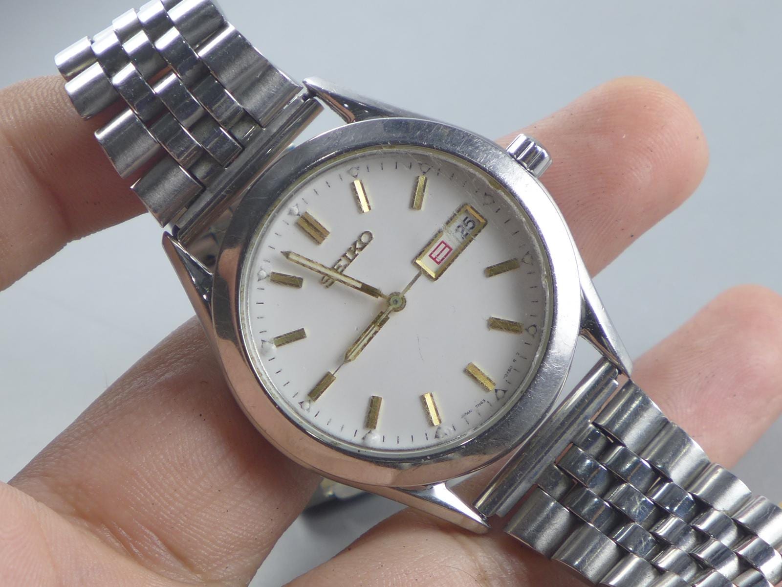 セイコー 7N43-9080 クォーツ腕時計 Vintage Seiko 7N43 9080 White Dial Men Quartz Watch Japan JDM