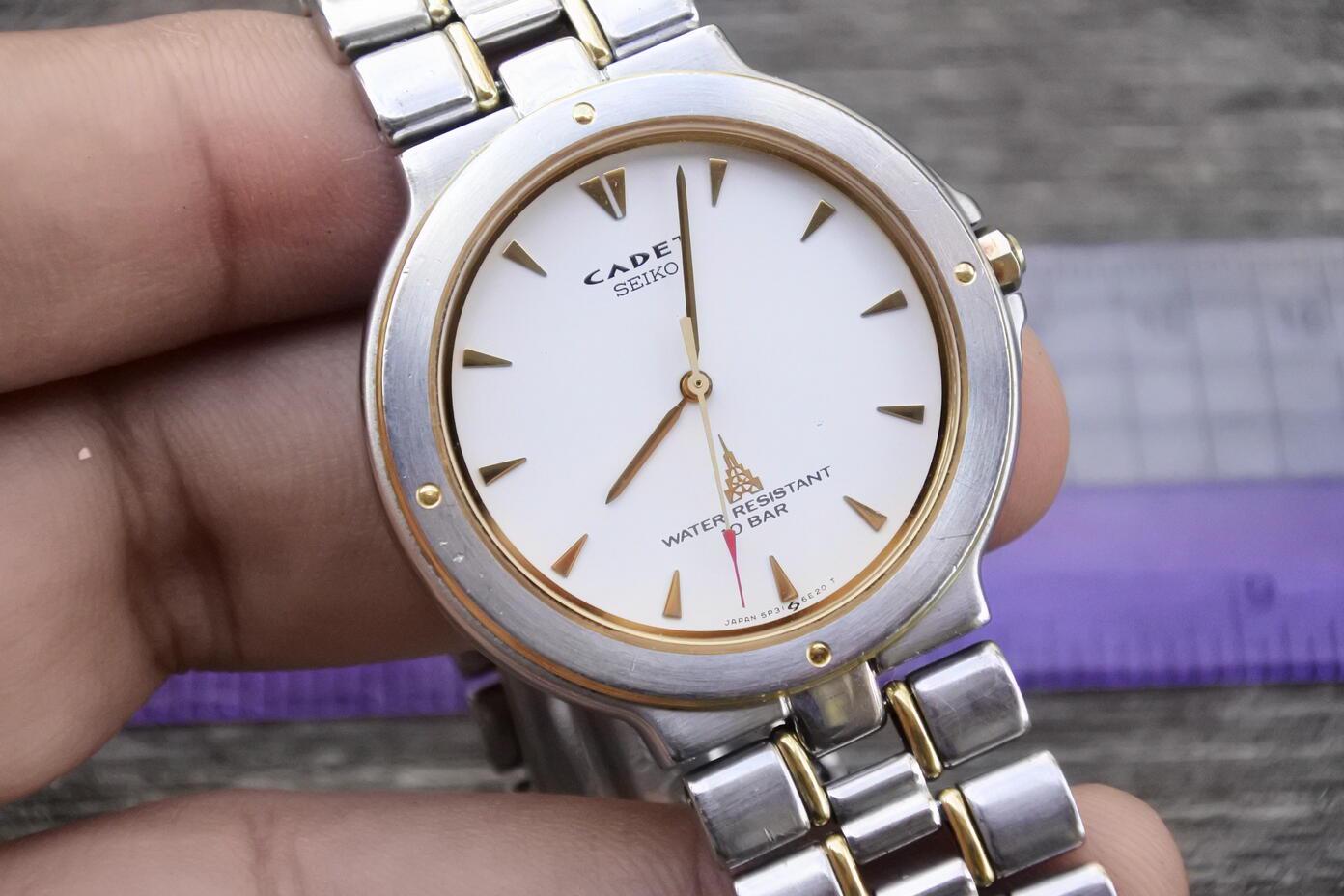 Vintage Seiko Cadet 5P31 6C50 Integrated Bracelet Men Quartz Watch