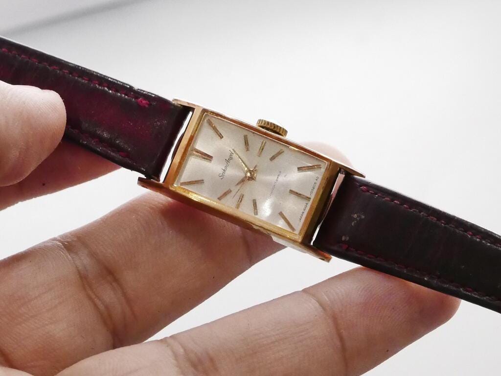 Vintage Seiko Angel Gold Plated 1004 3020 White Dial Lady  display picture 1