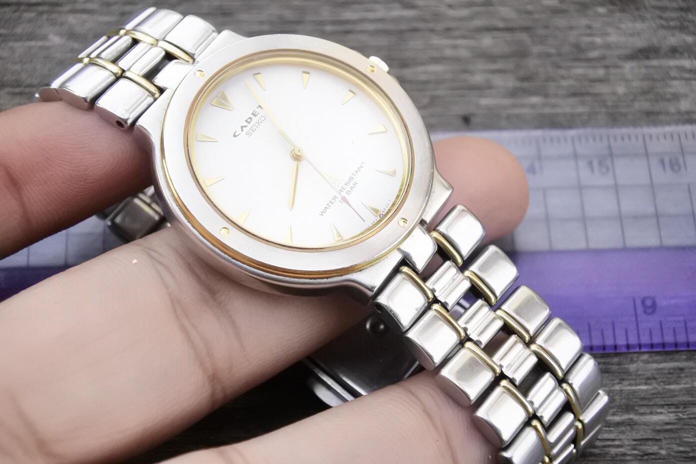 Vintage Seiko Cadet 5P31 6C50 Integrated Bracelet Men Quartz Watch 