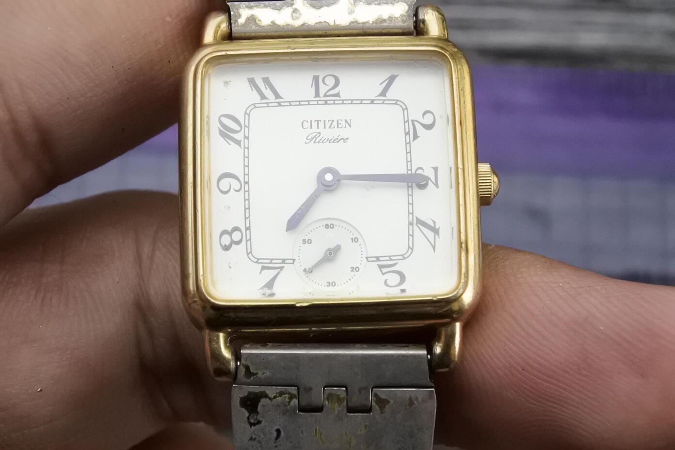 シチズン 美品 2040-203411 K スクエア ゴールド レディース Vintage Citizen Gold Plated 2040 Small Second Lady Quartz Watch