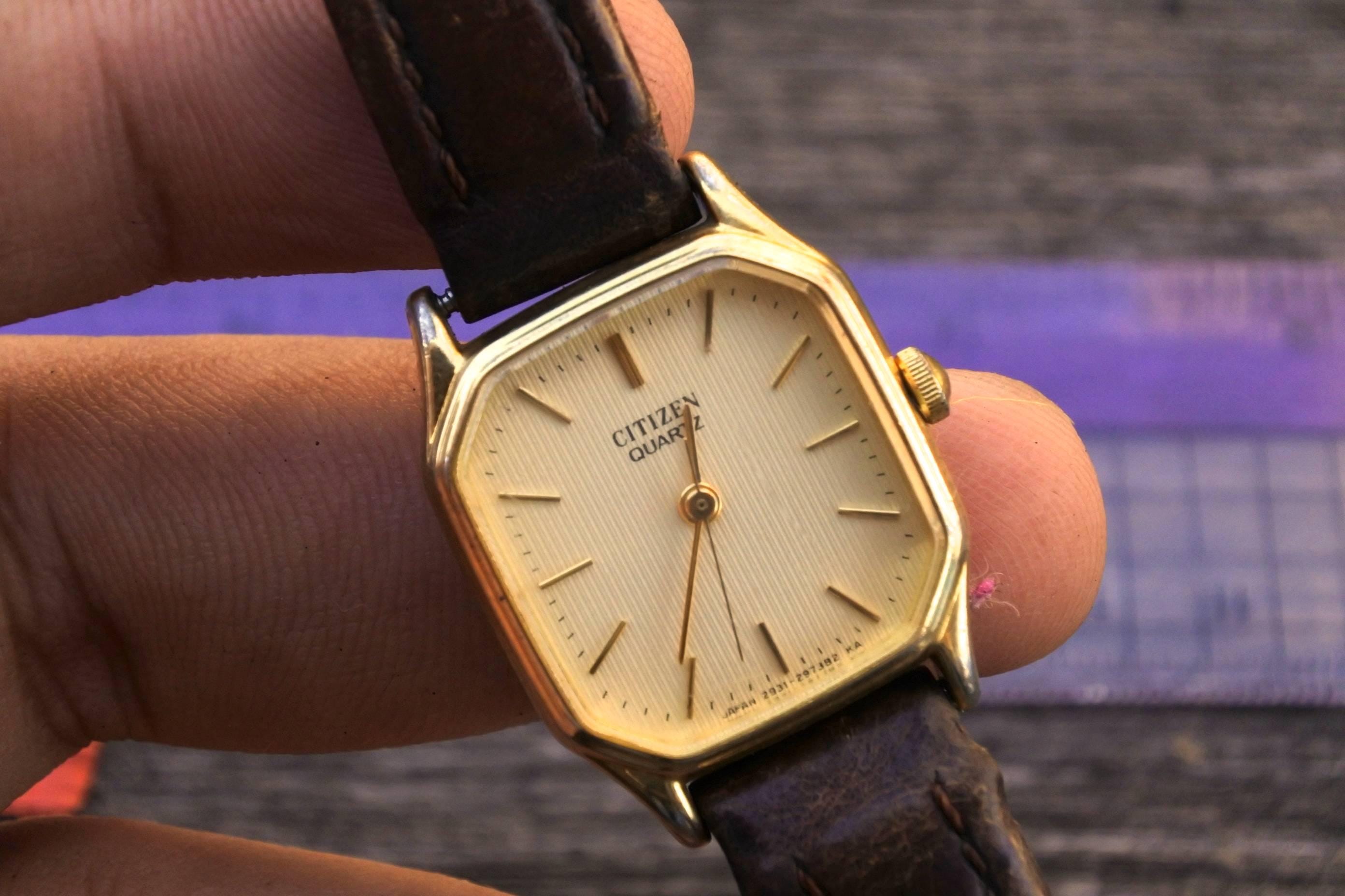 Citizen Gold Dress Watch Vintage Citizen Gold Plate 2951 Yellow Dial Lady  Quartz Watch