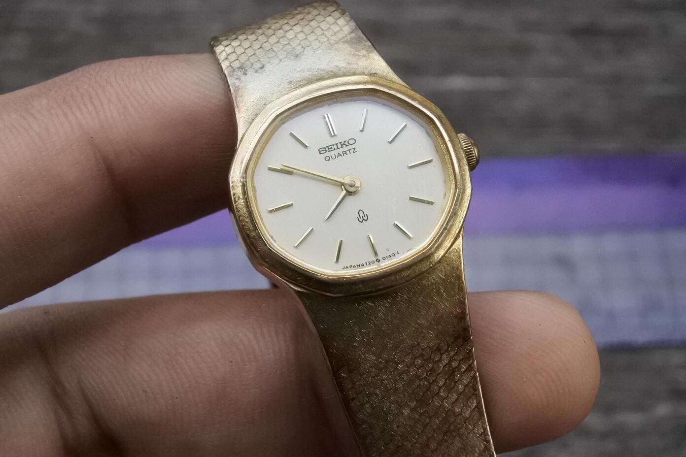 Vintage Seiko Gold Plated 4720 3050 Integrated Bracelet Lady