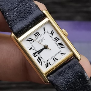 【稼働】SEIKO セイコー 2C21-5110 タンク ヴィンテージ腕時計 Vintage Seiko 2C21 5110 Roman Numeral Dial Lady Quartz Watch Japan