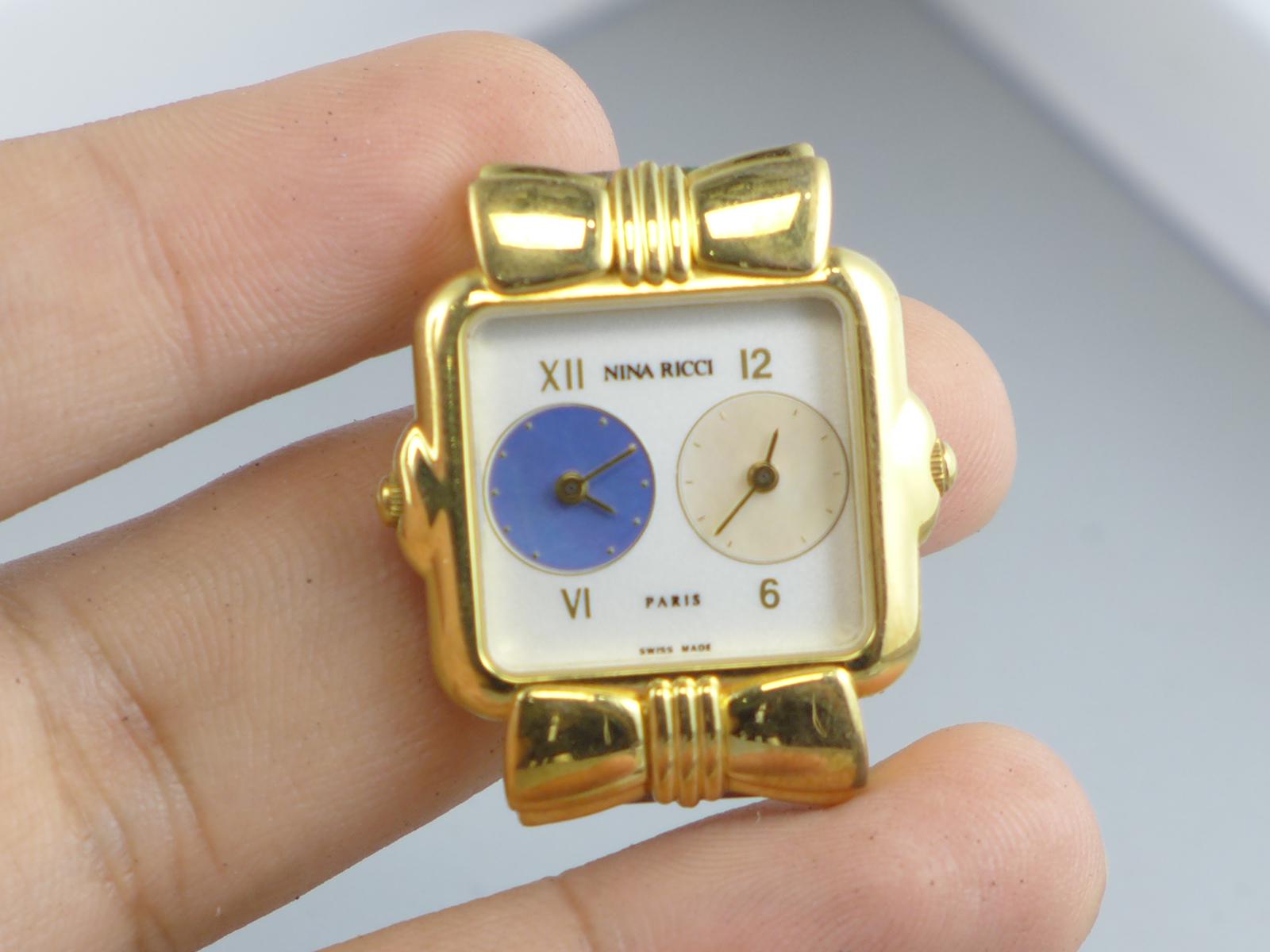 Vintage Nina Ricci Double Dial Lady Quartz Watch Japan JDM Cushion