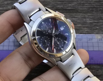 Vintage Seiko Wired Chronograph 7T92 0BX0 Black Dial Men