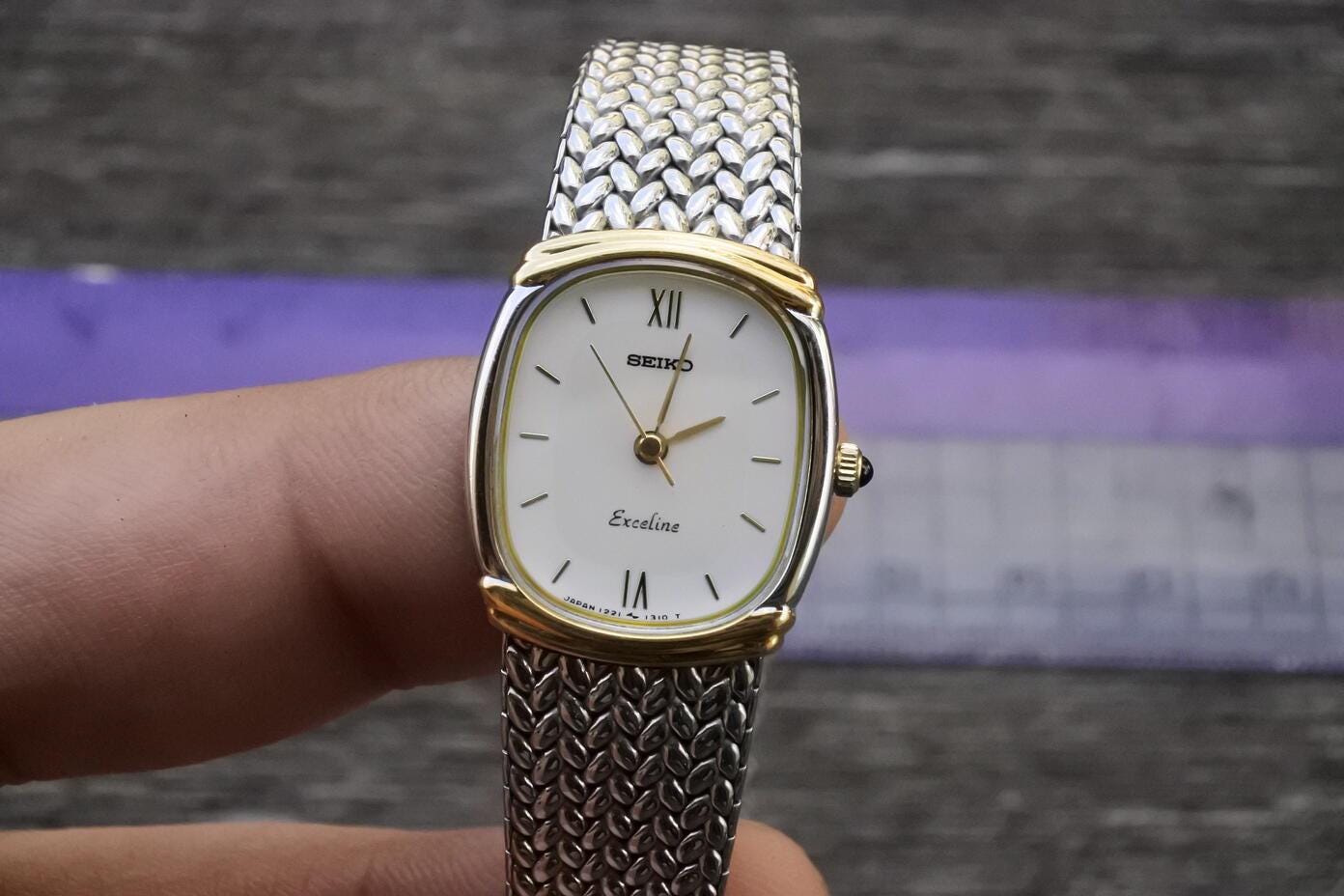 Vintage Seiko Exceline 1221 5890 Integrated Bracelet Lady Quartz