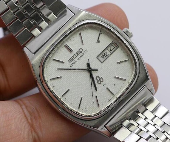 Vintage Seiko King Quartz 5856 5020 Textured Dial Men Quartz Watch