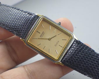 Vintage 1990 Exc+5 Seiko Dolce 9530-5020 Roman Two-tone Tank