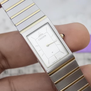 Vintage Seiko Credor 8420 6410 Integrated Bracelet Lady Quartz Watch Japan JDM Square Tank Shape 18mm