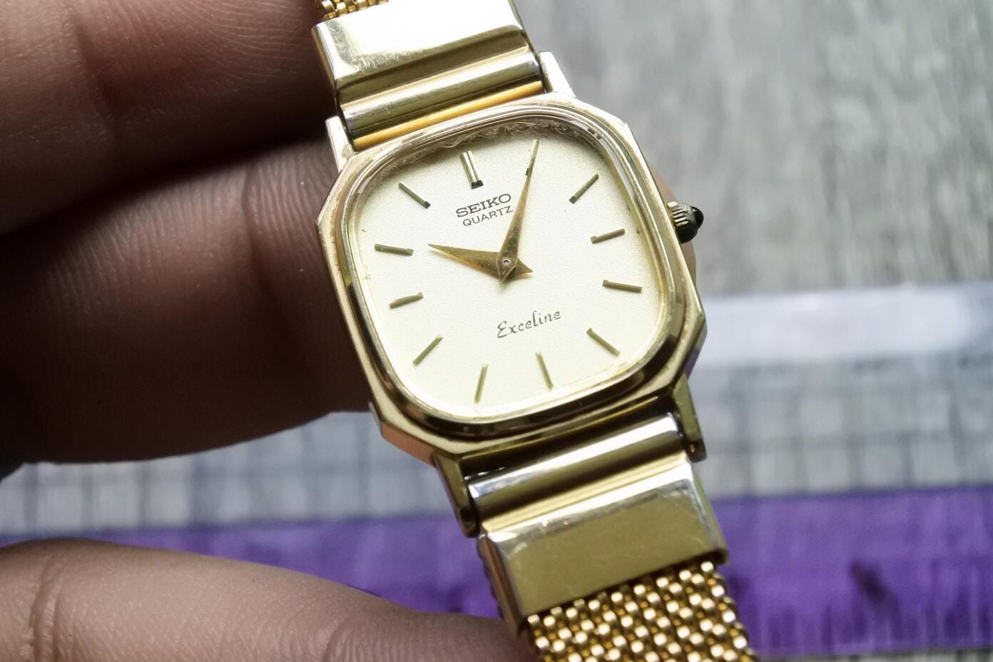 14Kケース☆14金SEIKO Exceline レディース腕時計☆電池交換済 14Kケース☆14金SEIKO Exceline レディース腕時計☆電池交換済