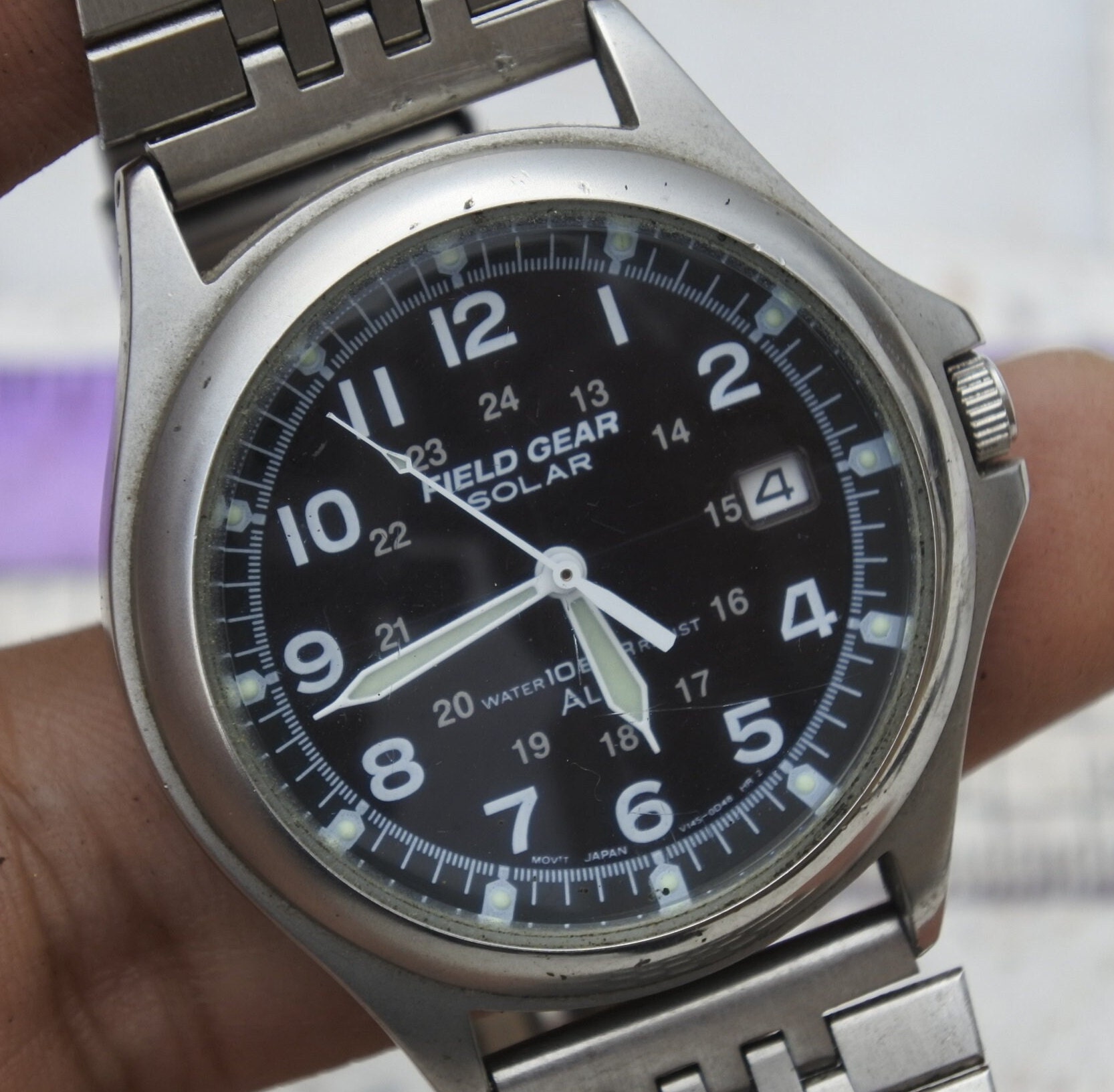 Vintage Alba Field Gear V145 0B30 Black Dial Men Quartz Wristwatch