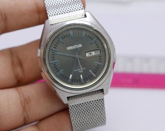 Vintage Seiko 5 Actus SS 6106 7460 Gray Dial Men Automatic Japan