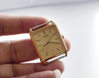 Vintage Seiko 1F21 5A60 Yellow Dial Lady Quartz Watch Japan