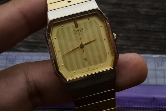 Vintage Citizen Gold Plated 4031 Yellow Dial Men Quartz