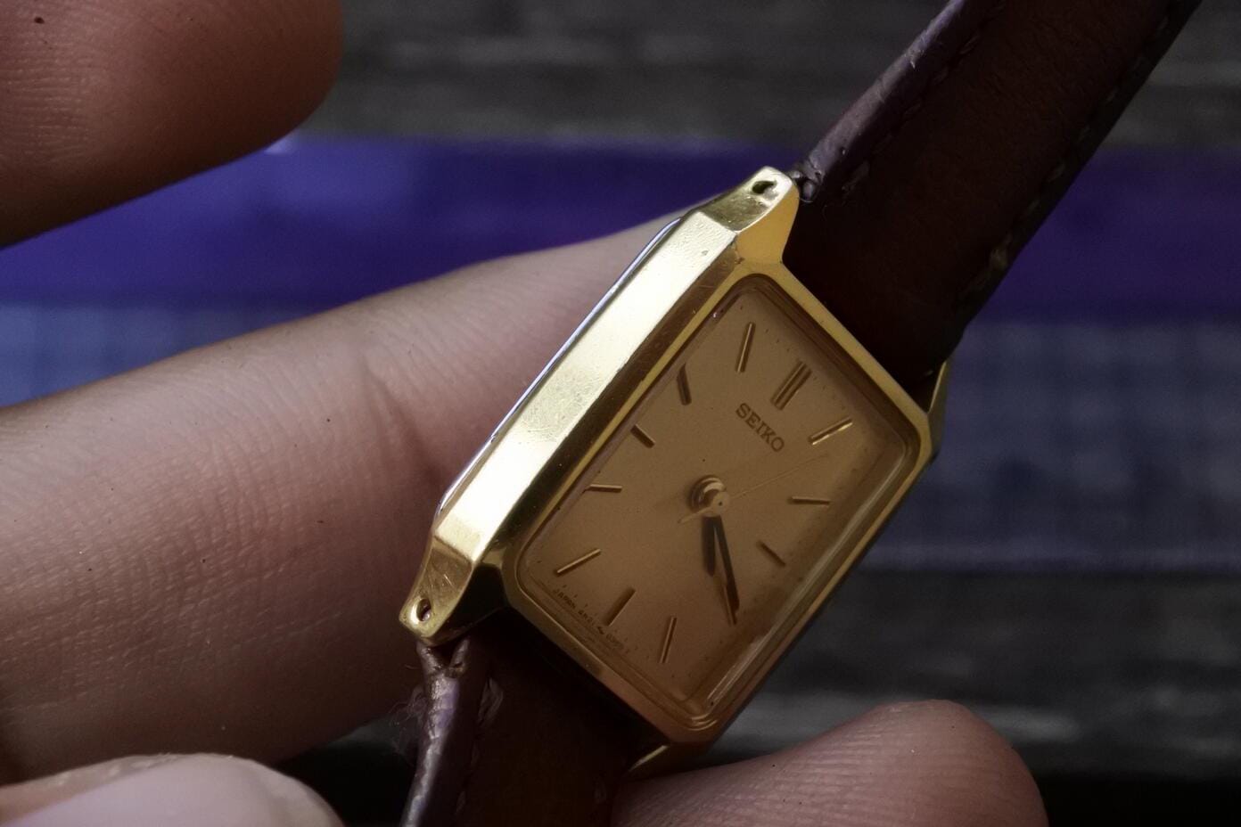 Vintage Seiko 4N21 5090 Yellow Dial Lady Quartz Watch Japan Square