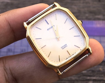 腕時計 '70s CITIZEN a Watch Vintage Citizen Gold Plate 2730 Yellow Dial Men Quartz Watch Japan