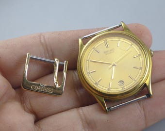 Vintage Seiko V722 6B20 Golden Dial Men Quartz Watch Japan JDM
