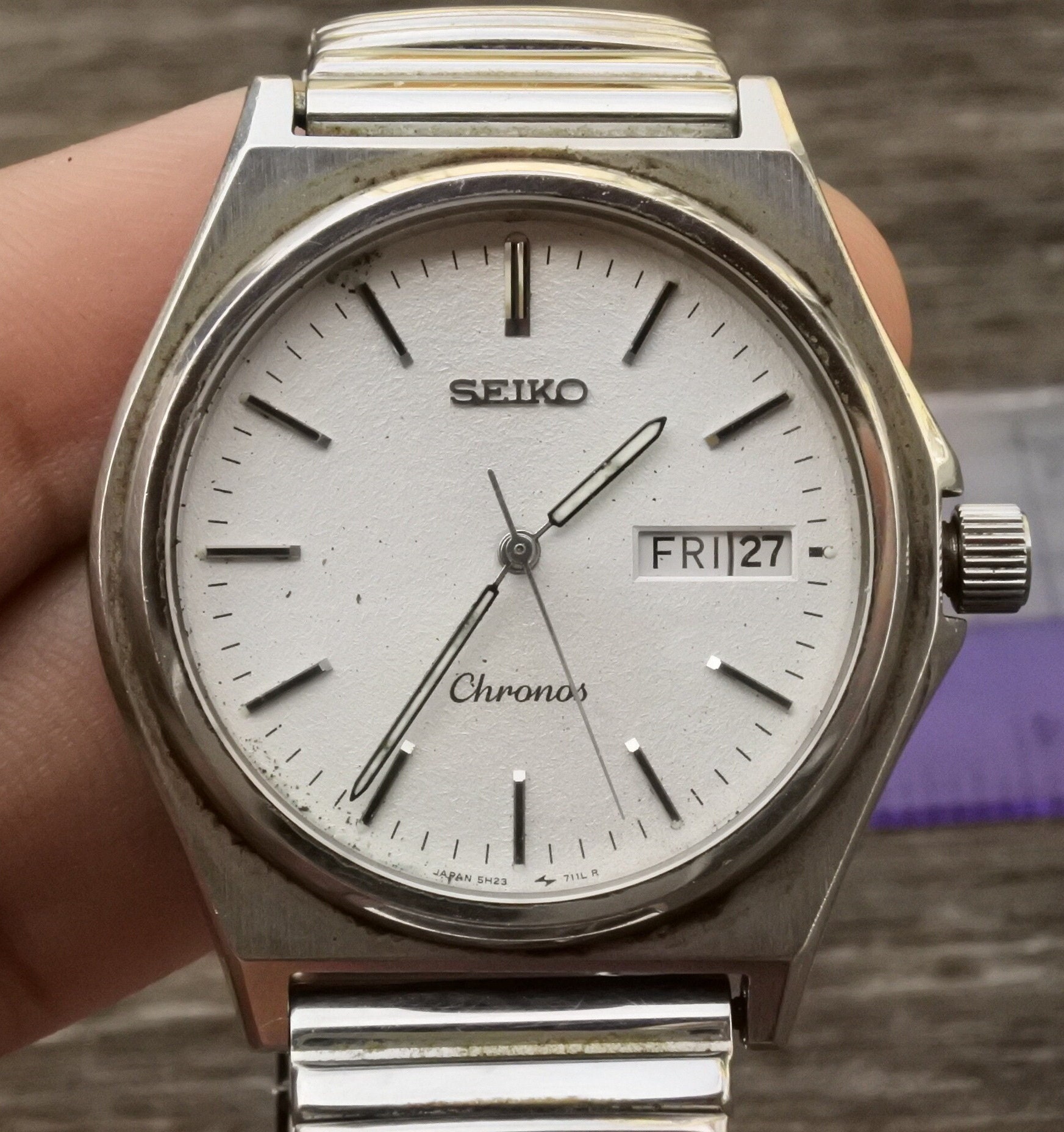 SEIKO Chronos 5H23-7D60 電池切れ 腕時計 Vintage Seiko Chronos 5H23 7D60 Textured Dial Men Quartz Watch