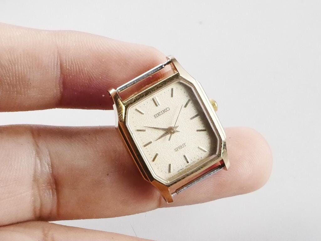 Vintage Seiko Spirit 4N21 5180 Yellow Dial Lady Quartz Watch Japan