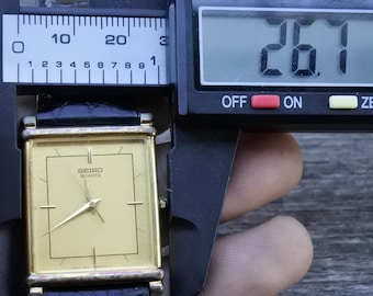 Vintage Seiko Gold Plated 9021 5270 Yellow Dial Men Quartz Watch