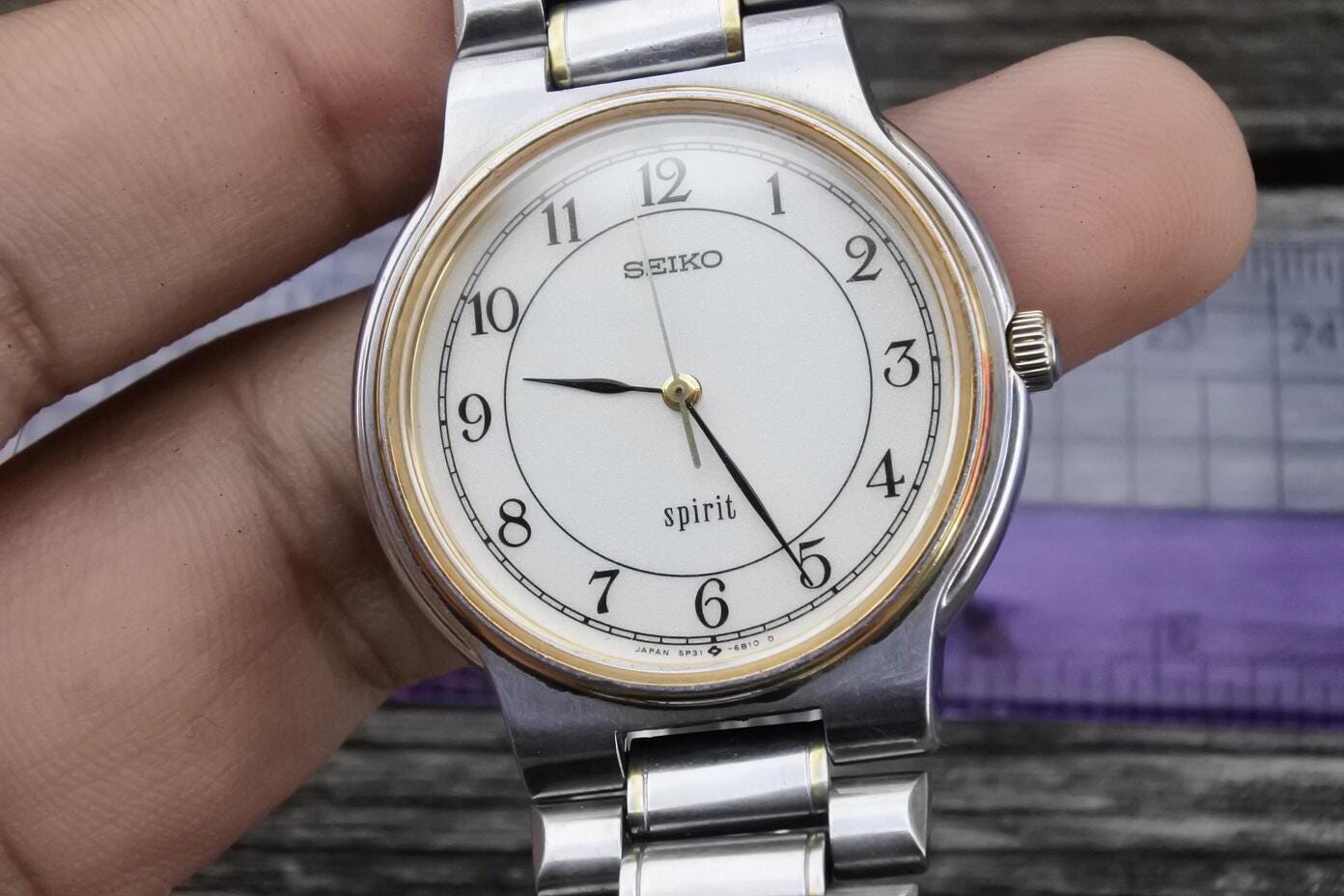 Vintage Seiko Spirit 5P31 6A50 Integrated Bracelet Men Quartz