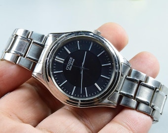 Vintage Citizen Eco Drive Radio Control H415 Men Quartz Watch